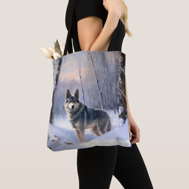 Tote Bag Vallhund suédois Laisser neiger Noël (De près)