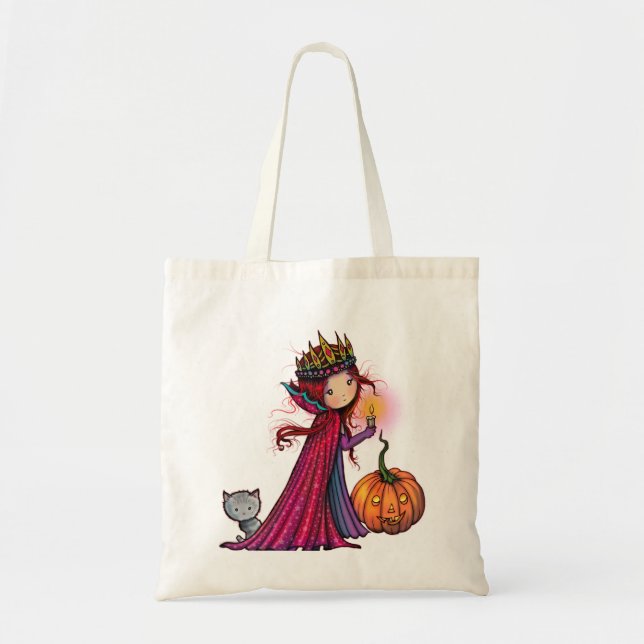 Tote Bag Vampire d'Halloween avec chat et Citrouille (Devant)