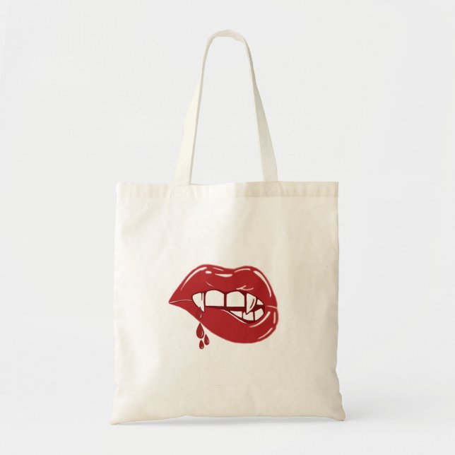 Tote Bag Vampire Lèvres rouges gouttant du sang gouttes (Devant)