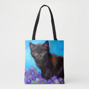 Tote Bag Van Gogh Chat et fleurs