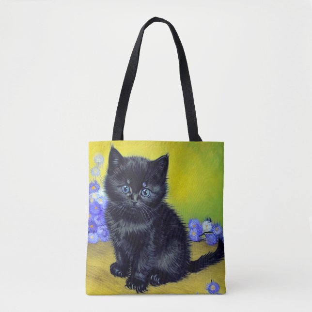 Tote Bag Van Gogh Chat noir Fleurs violettes (Devant)