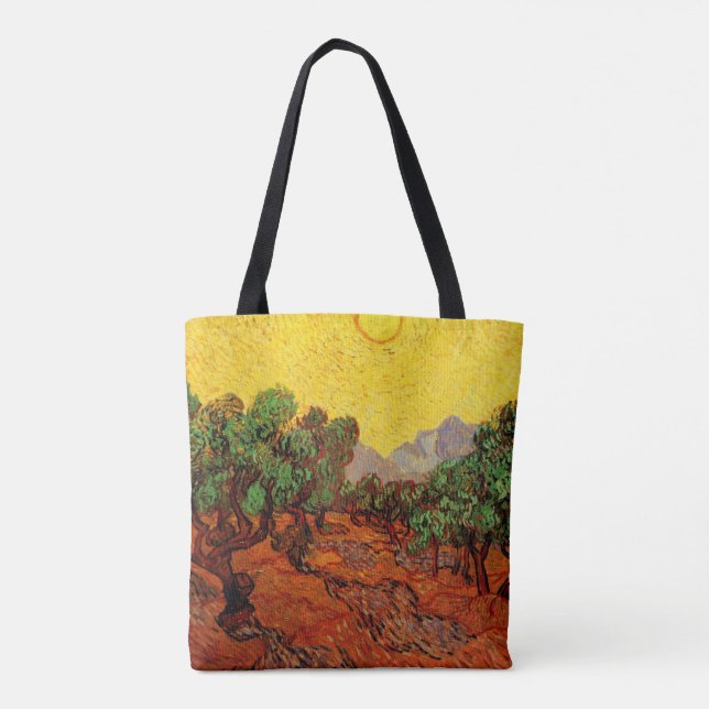 Tote Bag Van Gogh Oliviers avec ciel jaune et soleil (Dos)