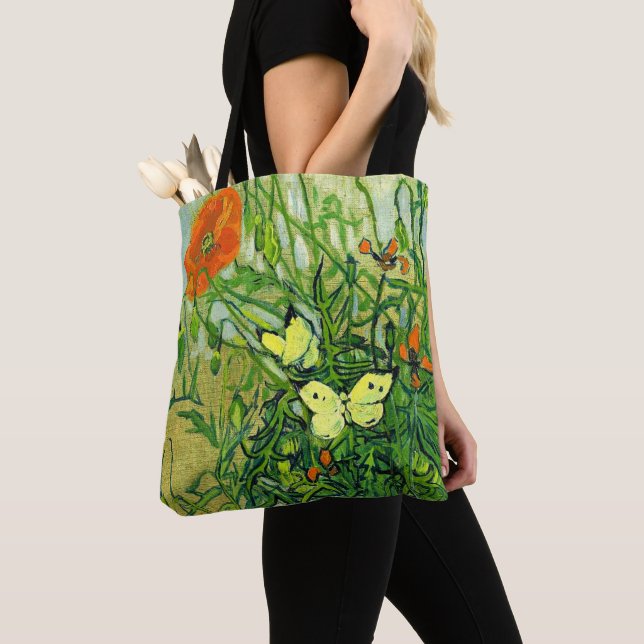 Tote Bag Van Gogh - Papillons et Coquelicots (De près)