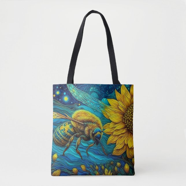 Tote Bag Van Gogh Style Bee & Sunflower (Devant)