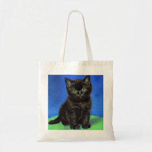 Tote Bag Van Gogh Style Kitten noir