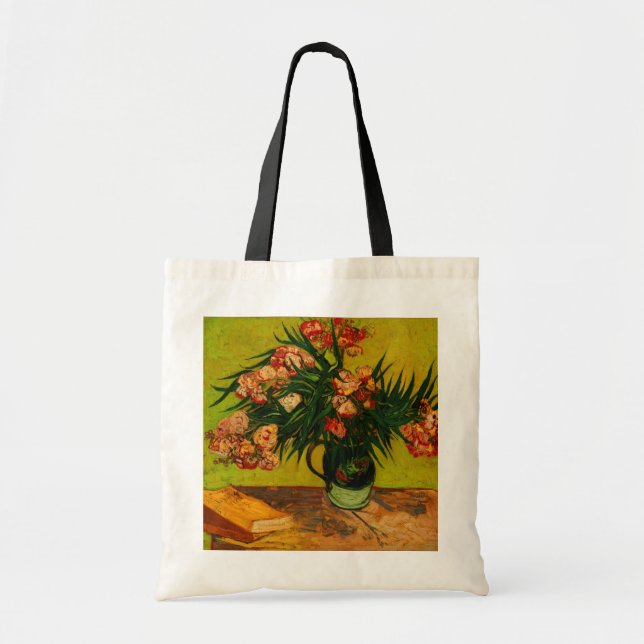 Tote Bag Van Gogh Vase Avec Oleandres Et Livres Art Floral (Devant)