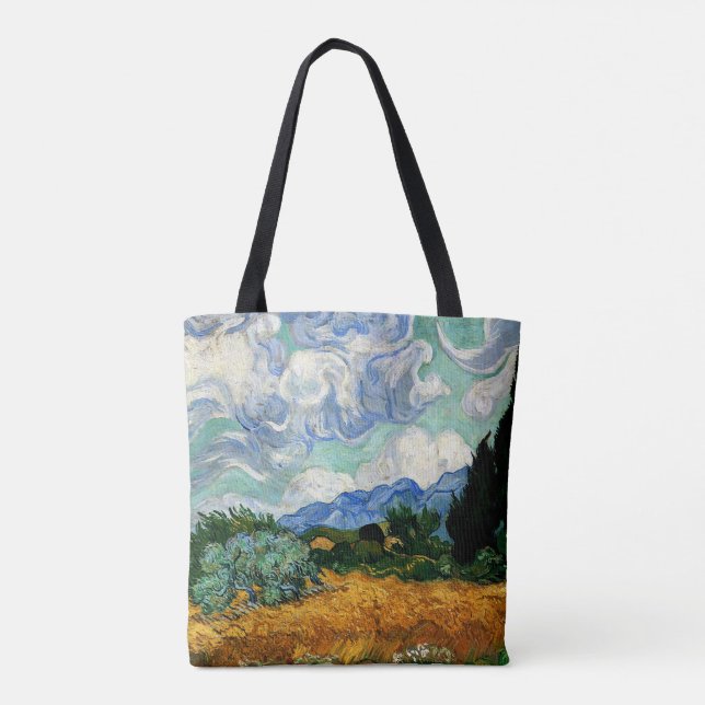 Tote Bag Van Gogh - Wheatfield avec Cypress Tree (Dos)