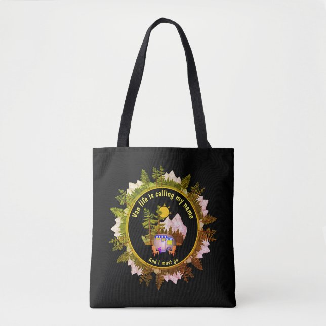 Tote Bag VAN LIFE APPELLE MON NOM Custom CARAVAN Camper (Devant)
