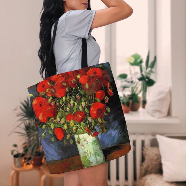 Tote Bag Vase avec des papillons rouges | Vincent van Gogh (Créateur téléchargé)