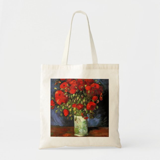 Tote Bag Vase avec des pavots rouges par Vincent Van Gogh (Devant)