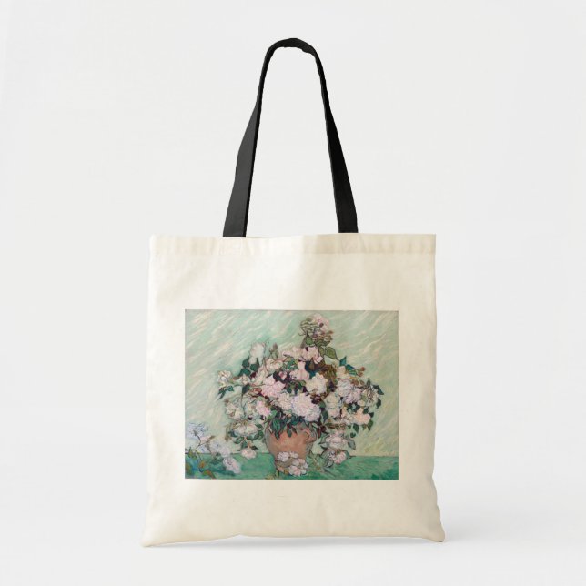 Tote Bag Vase avec roses roses roses, Van Gogh (Devant)