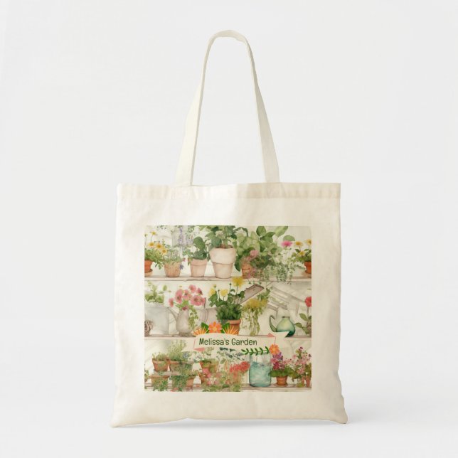 Tote Bag Vase de fleurs botaniques Jardin Plante Aquarelle (Devant)