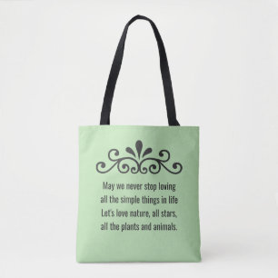 Tote Bag Vecteur floral, Nature Love Texte sur Lime Green
