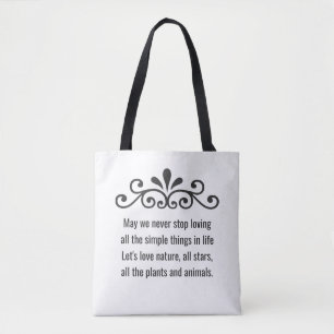 Tote Bag Vecteur floral, texte d'amour de la nature sur fon