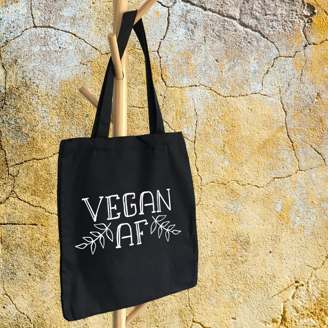 Tote Bag Vegan AF, noir et blanc minimaliste (Créateur téléchargé)