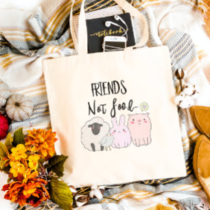 Tote Bag Vegan Friends Not Food Pig Sheep Resuuable