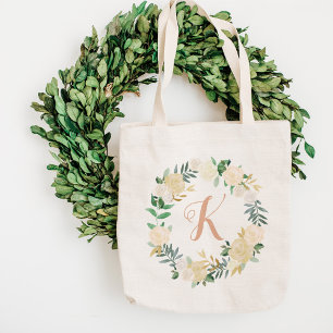 Tote Bag Végétation floue Fer Wreath Bridesmaid Initial