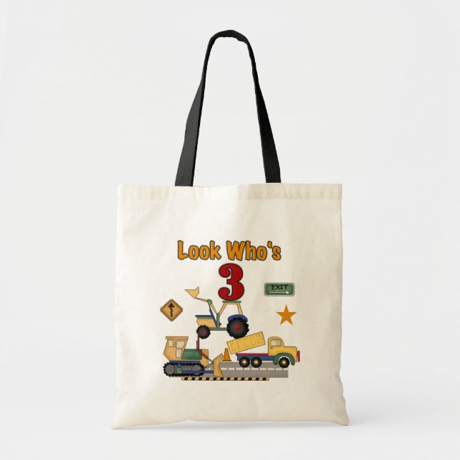 Tote Bag Véhicules de construction 3e chemises d'anniversai (Devant)