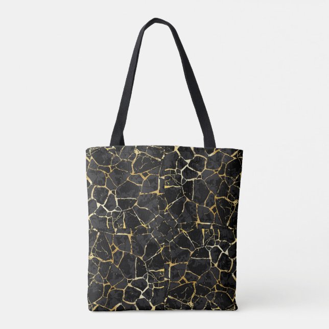 Tote Bag Veine d'or Kintsugi noir (Dos)