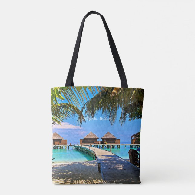 Tote Bag Veligandu, scène tropicale des Maldives (Dos)
