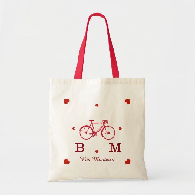 Tote Bag vélo avec initiales et nom personnalisé (Devant)