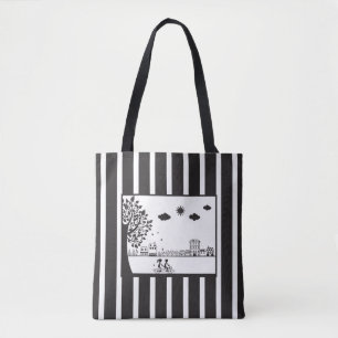 Tote Bag Vélo construit pour deux Fourre-tout rayé noir et