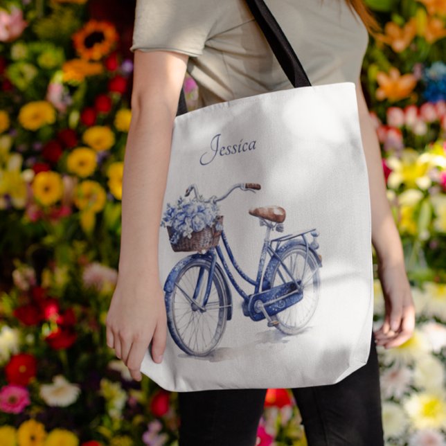 Tote Bag Vélo en Delft Blue personnalisable (Créateur téléchargé)