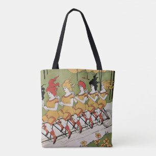 Tote Bag Vélo tandem Art nouveau vintage à roulements à bil