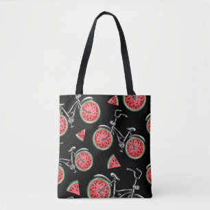 Tote Bag Vélos à roue de pastèque, motif d'été.
