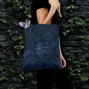 Tote Bag Velvety Navy Damask Bleu foncé Grunge Baroque