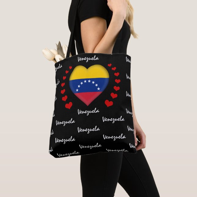 Tote Bag Venezuela Drapeau, Coeur Venezuela Drapeau mode/sp (De près)