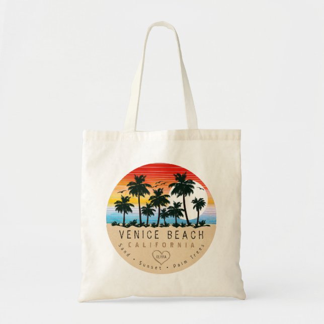 Tote Bag Venice Beach Californie Rétro Palmiers Souvenir (Devant)