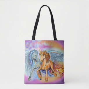 Tote Bag Vent et flamme, Pegasus et Unicorne