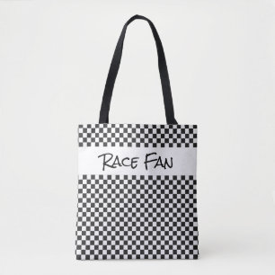 Tote Bag Ventilateur À damiers Drapeau Noir Blanc Sports Ca
