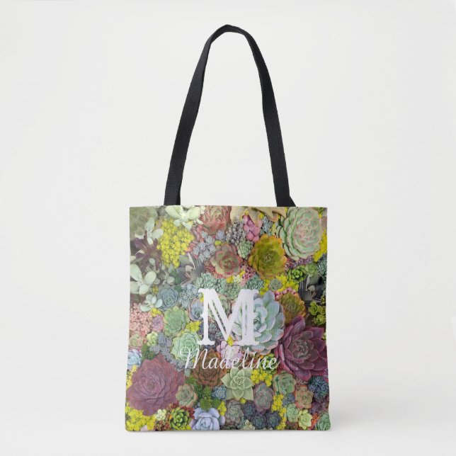 Tote Bag Verdure colorée Succulents (Devant)