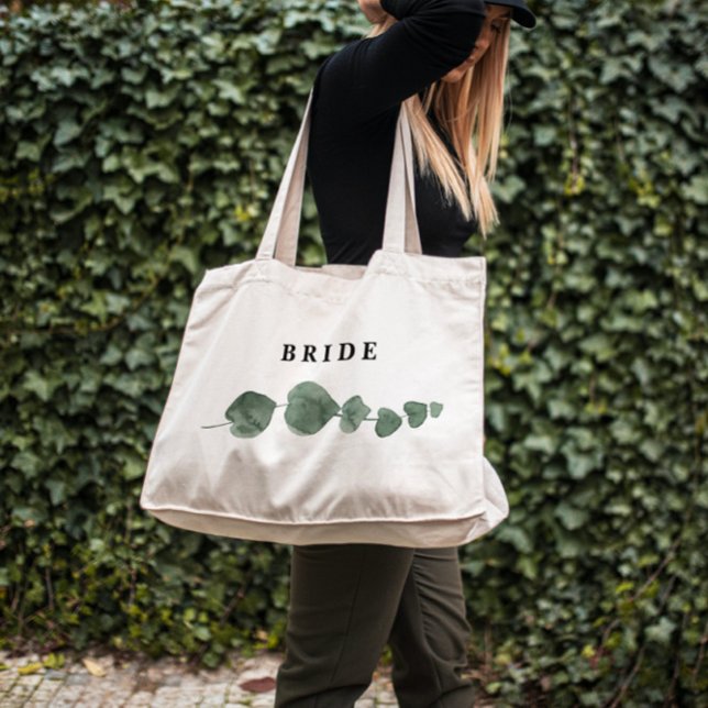 Tote Bag Verdure douce Aquarelle Mariage de mariée (Créateur téléchargé)