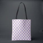 Tote Bag Vérification du pourpre, Motif de tableau de contr<br><div class="desc">à damiers Motif - damier violet et blanc crème.</div>