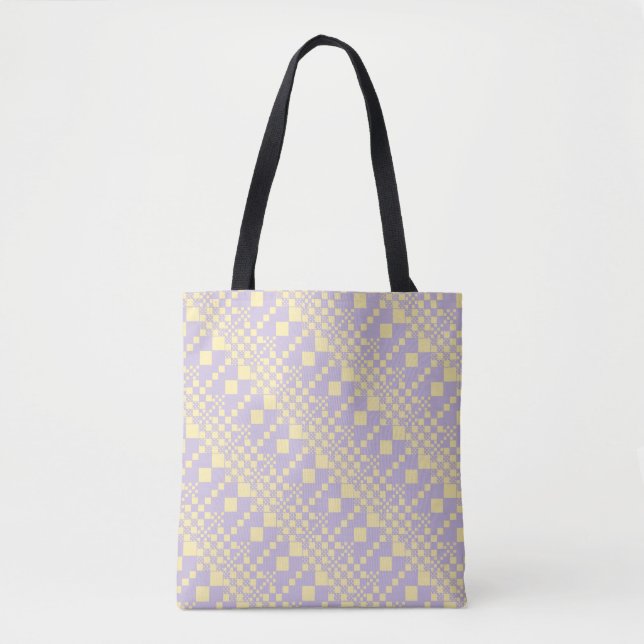 Tote Bag Vérifié, Chèques - Pastel Jaune et Violet (Devant)