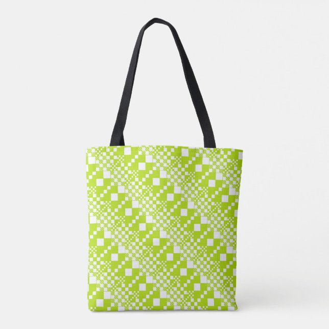 Tote Bag Vérifié, Chèques - Vert et blanc de chaux (Dos)