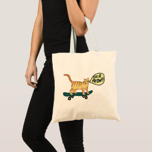 Tote Bag Vérifier Meowt Punny Skateboard Tabby Cat