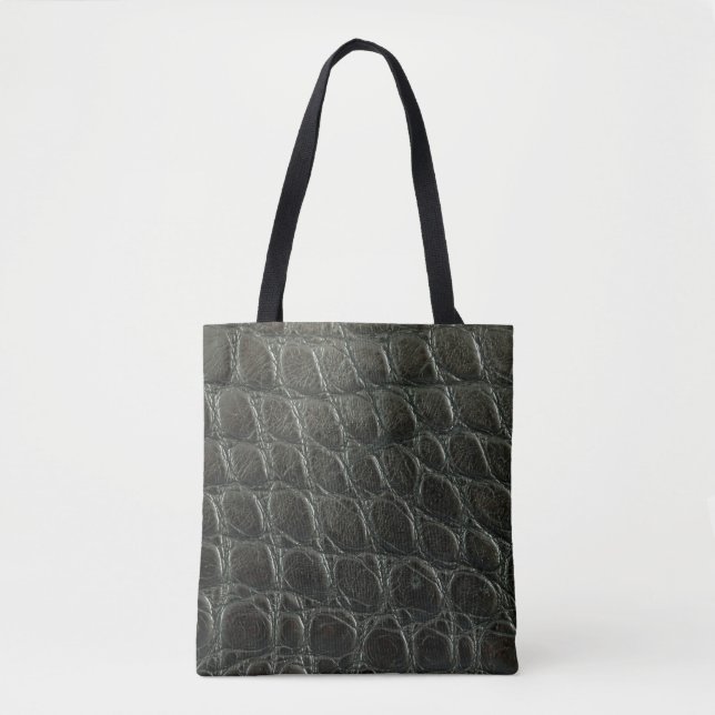 Tote Bag Véritable alligator noir texture cuir, gros plan  (Devant)