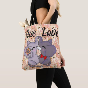 Tote Bag Véritable Amour Pour toujours Beaux Eléphants Embr