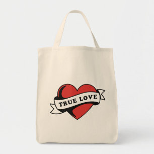 Tote Bag Véritable amour Tatouage Coeur Design romantique