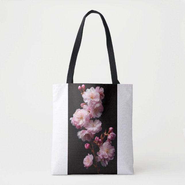 Tote Bag Véritables fleurs de sakura noires  (Devant)