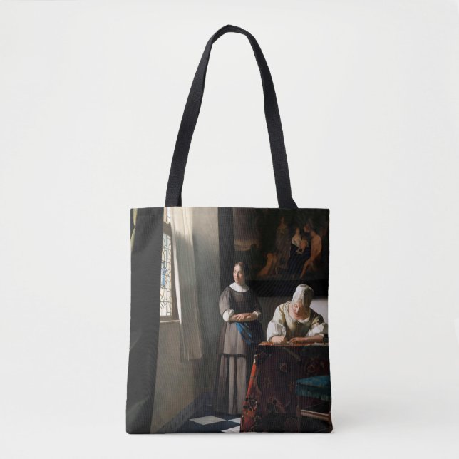 Tote Bag Vermeer - Lady Écrire une lettre avec sa bonne (Devant)