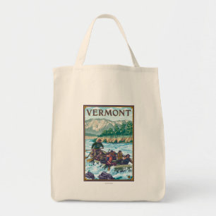 Tote Bag VermontRiver transportant la scène par radeau