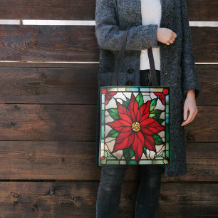 Tote Bag Verre à rideau unique Poinsettia Faux