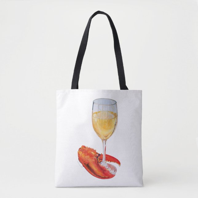 Tote Bag Verre à vin et agneau de homard (Devant)