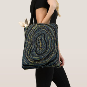 Tote Bag Verre Art Glam Tourbillon Or Bleu