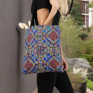 Tote Bag Verre bleu et rouge Look Kaleidoscope